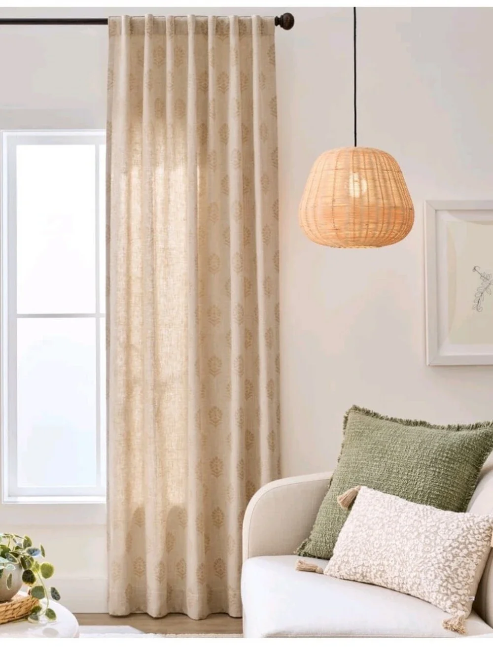 Better Homes & Gardens Floral Block Print Light Filtering Single Curtain Panel,